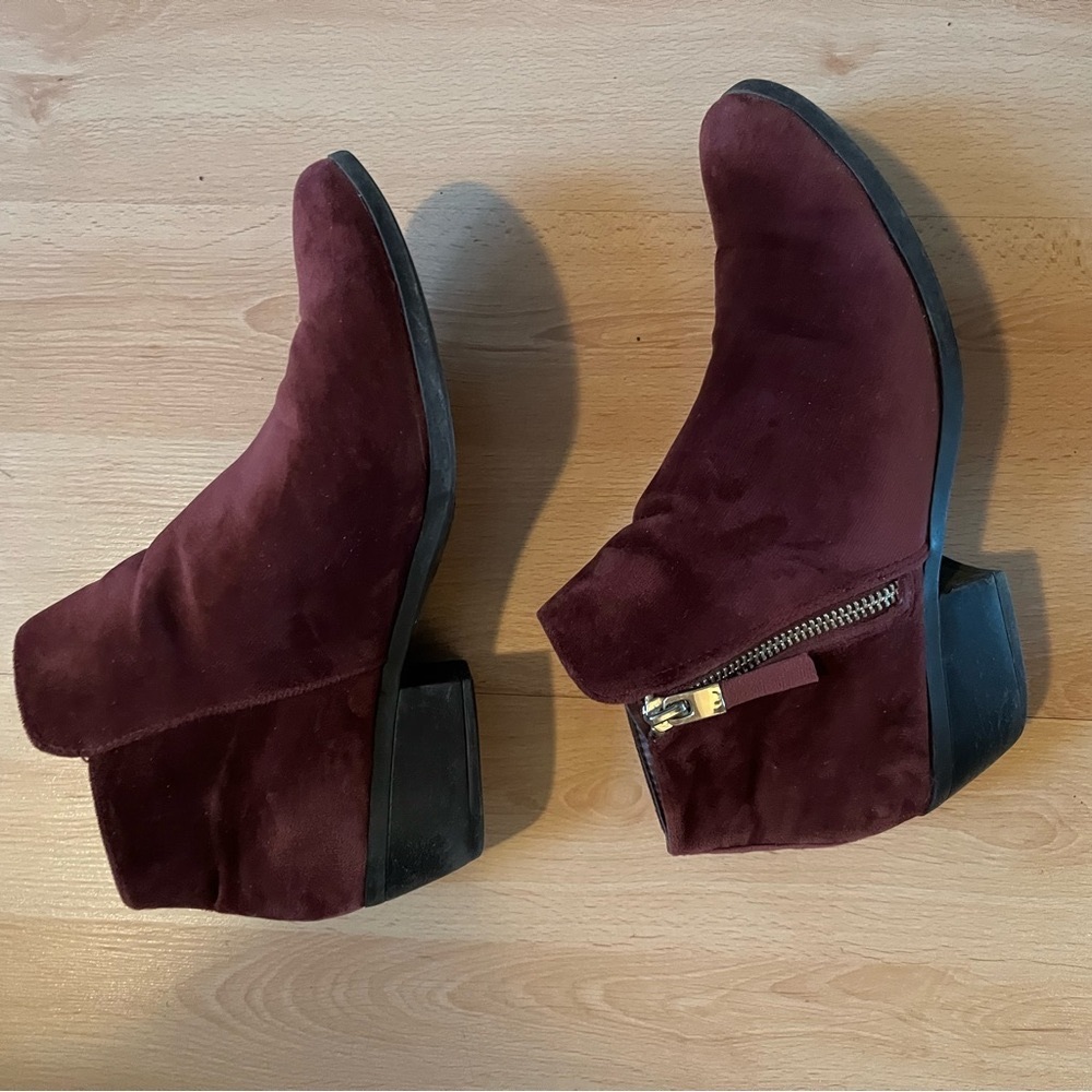 Red velvet ankle boots